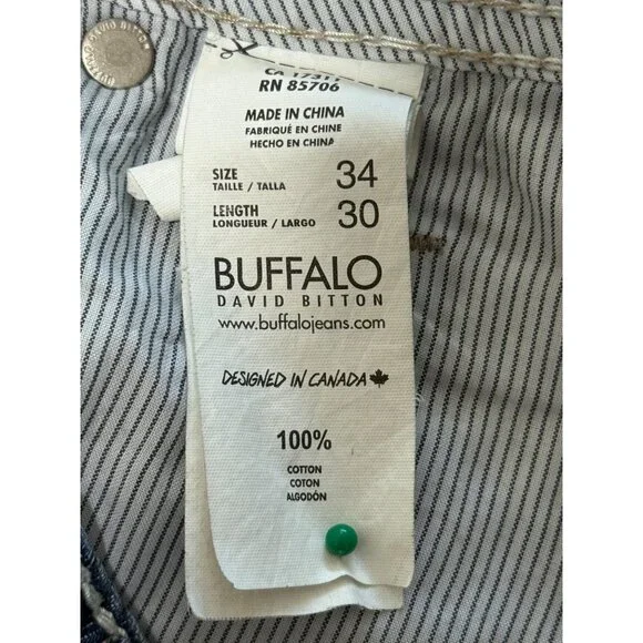 Buffalo David Bitton Dominik Straight Jeans Blue Mens Size 34x30 - Picture 5 of 9